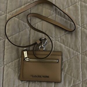 Michael Kors Brown Leather Card Holder with Strap